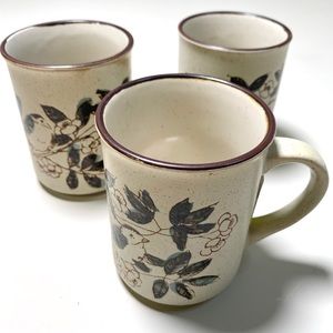 Set of 3 Beautiful Bird / Floral Mugs